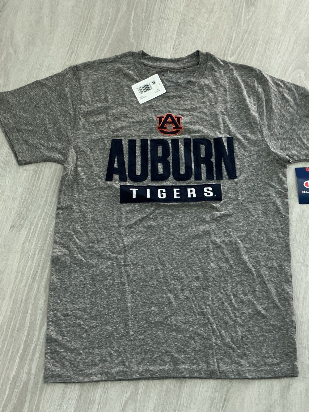 Champion Auburn Tigers Gray Tee with Navy and Orange Logo size L